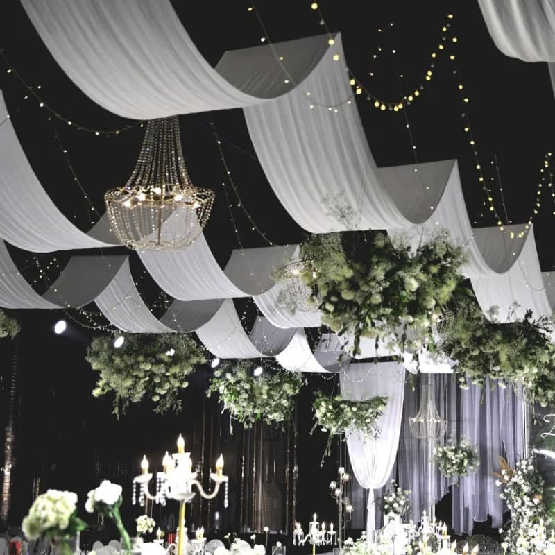 Wedding Stretch Cloth Ceiling Gauze Fabric Drape Decoration Korean Style Wedding Auditorium Stage Top Piao Hotel Ceiling Yarn Layout