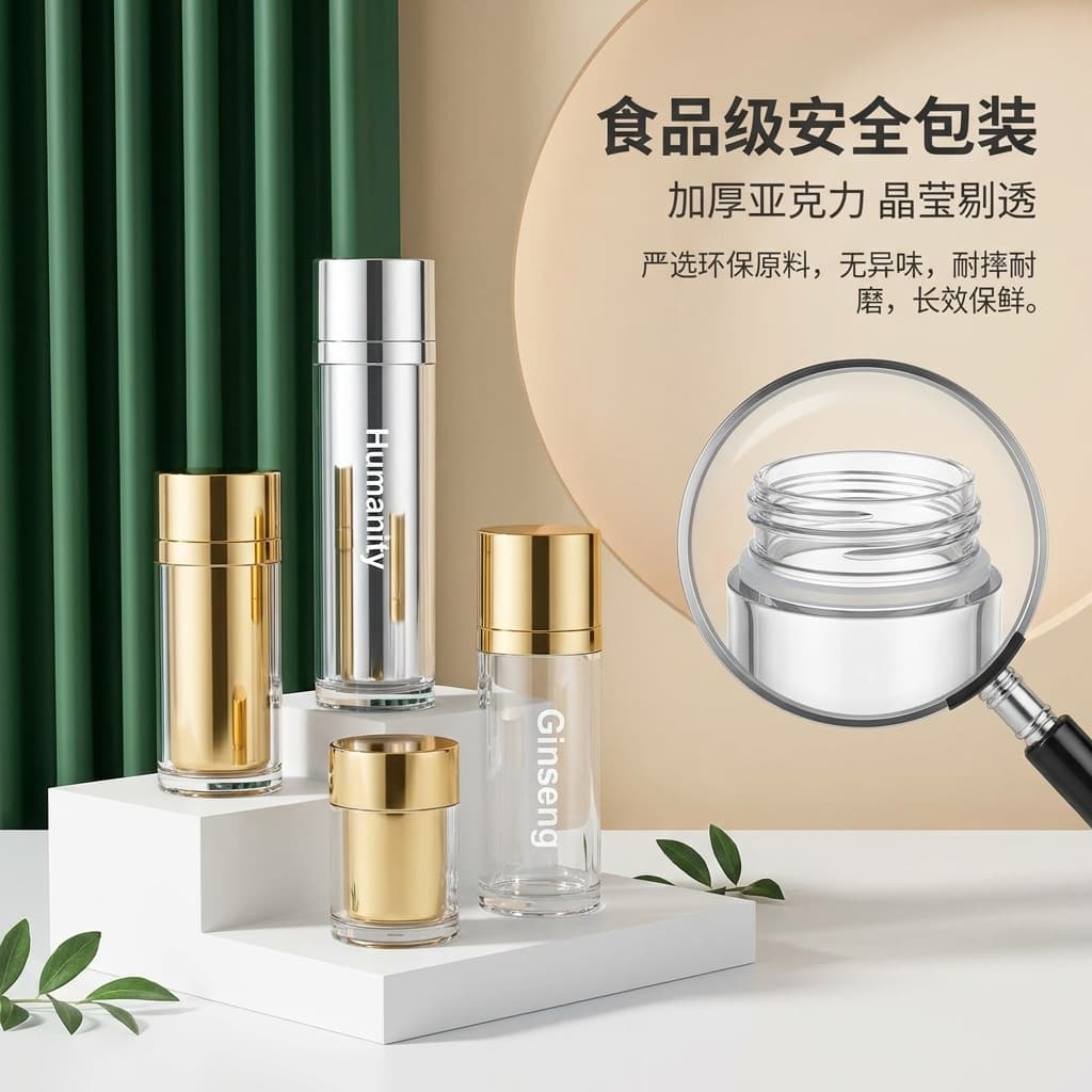Custom Premium Capsule Acrylic Bottle for Saffron Medicine, Bear Bile, Panax Notoginseng Supplements, Health Product Plastic Bottle