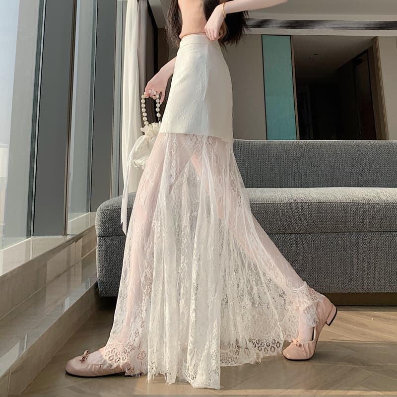 French Gentle Style Long Skirt for Women Summer Slim Fit Elegant Bodycon Skirt