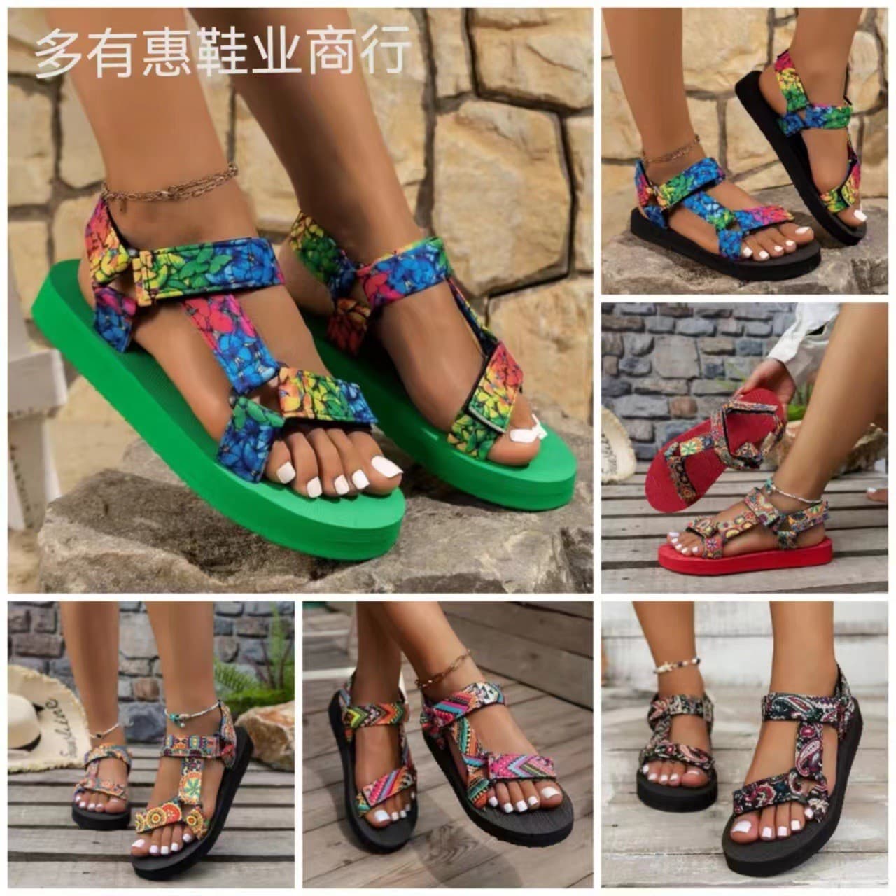 Lightweight Flat Sandals for Women 2024 Summer Student Roman Sandals Women's Export Round Toe Beach Sandals