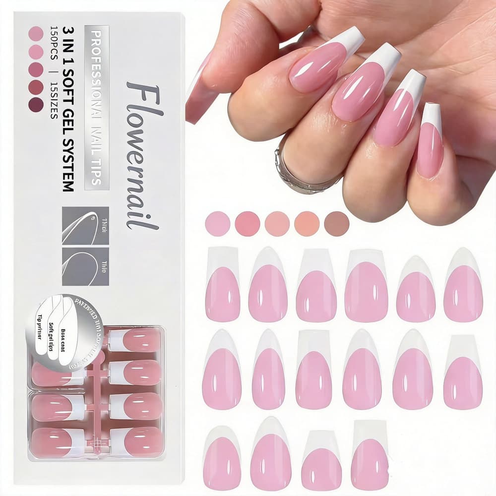 Super hard box 150 pieces in 5 colors wearable nail polish ballet almond French manicure tablets press on nails