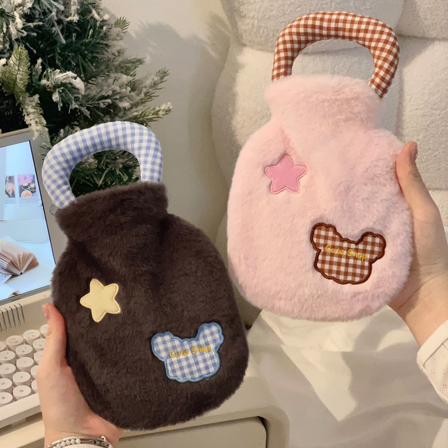 Hot Water Bottle Warm Belly Hand Warmer for Students Cute Plush Heat Compress