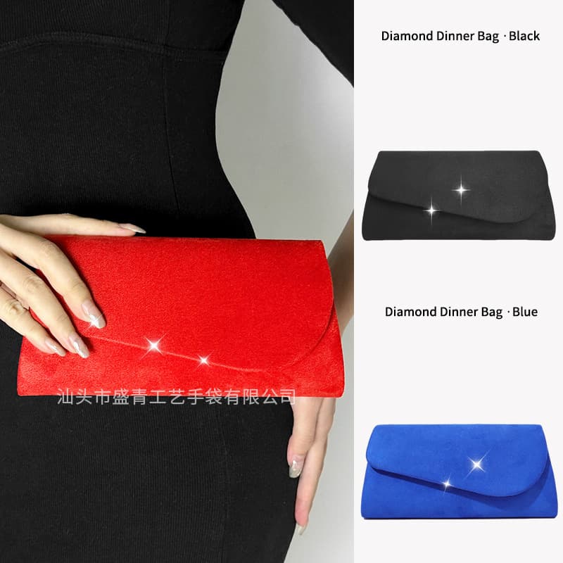 Cross-border minimalist fashion women's small square bag, high-end velvet clutch/crossbody bag with chain and button flap.