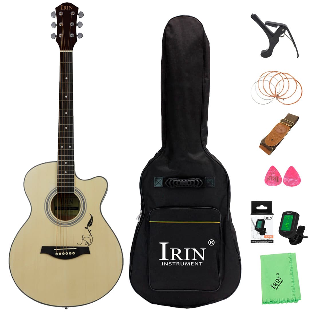 40-inch Folk Guitar Spruce Wood with Rosette Acoustic Guitar for Beginners Adults Musical Instrument Wood Guitar Factory Direct