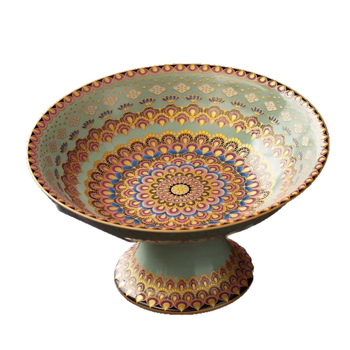 Chinese Ceramic Lotus Pedestal Plate Offering Plate Pastry Display Plate Dim Sum Snack Fruit Plate High-End Exquisite High Aesthetic