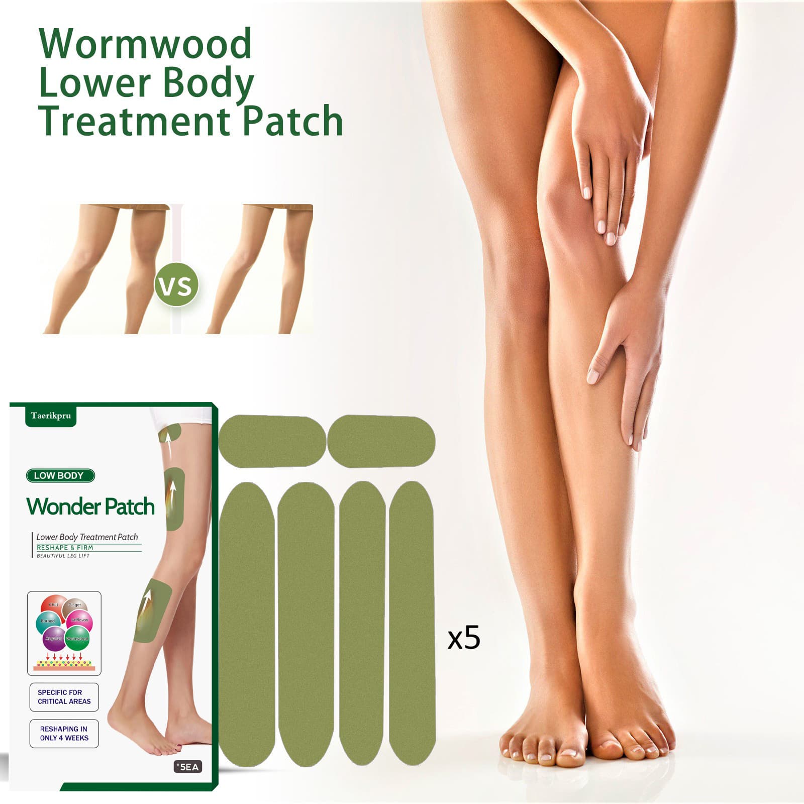 Foreign Trade Cross-border Sample Slim Leg Patch, Beautiful Leg Patch, Mugwort Patch, 5 Sheets Total 30 Patches per Box
