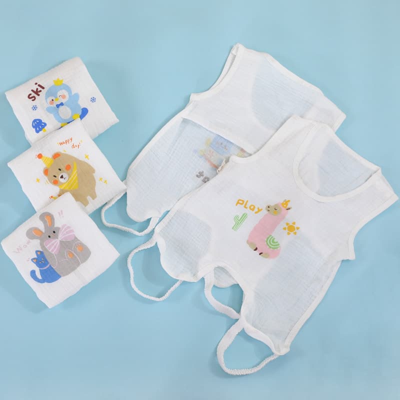 Baby Summer Cotton Vest Thin Half Backless Anti-Leak Base Layer Vest Newborn Strap Cotton Underwear Protective Gear for Kids