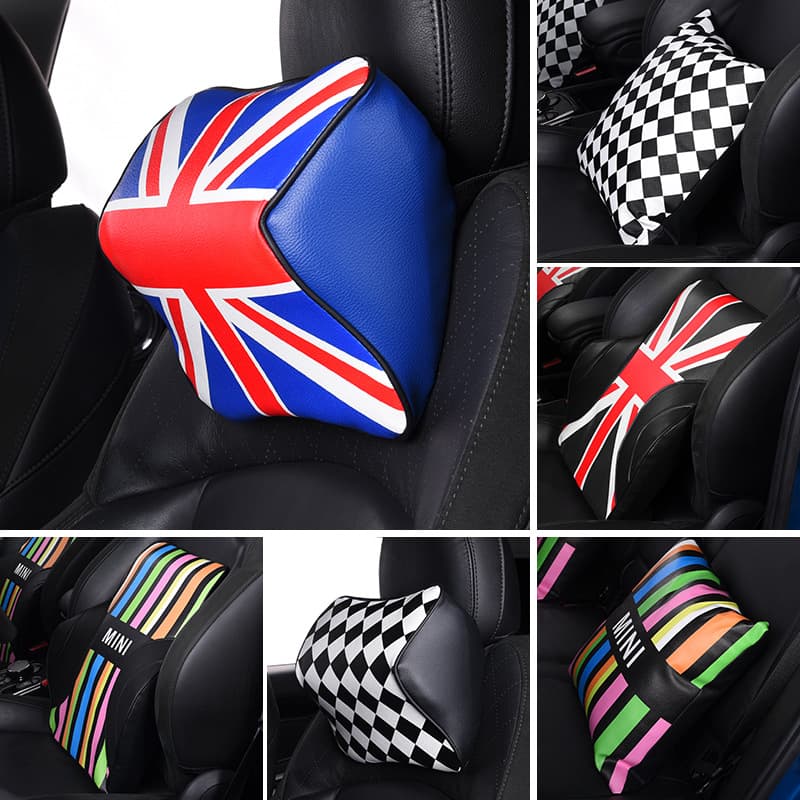 Memory Foam Headrest and Lumbar Support Set Car Cooper Union Jack Car Cushion Pillow