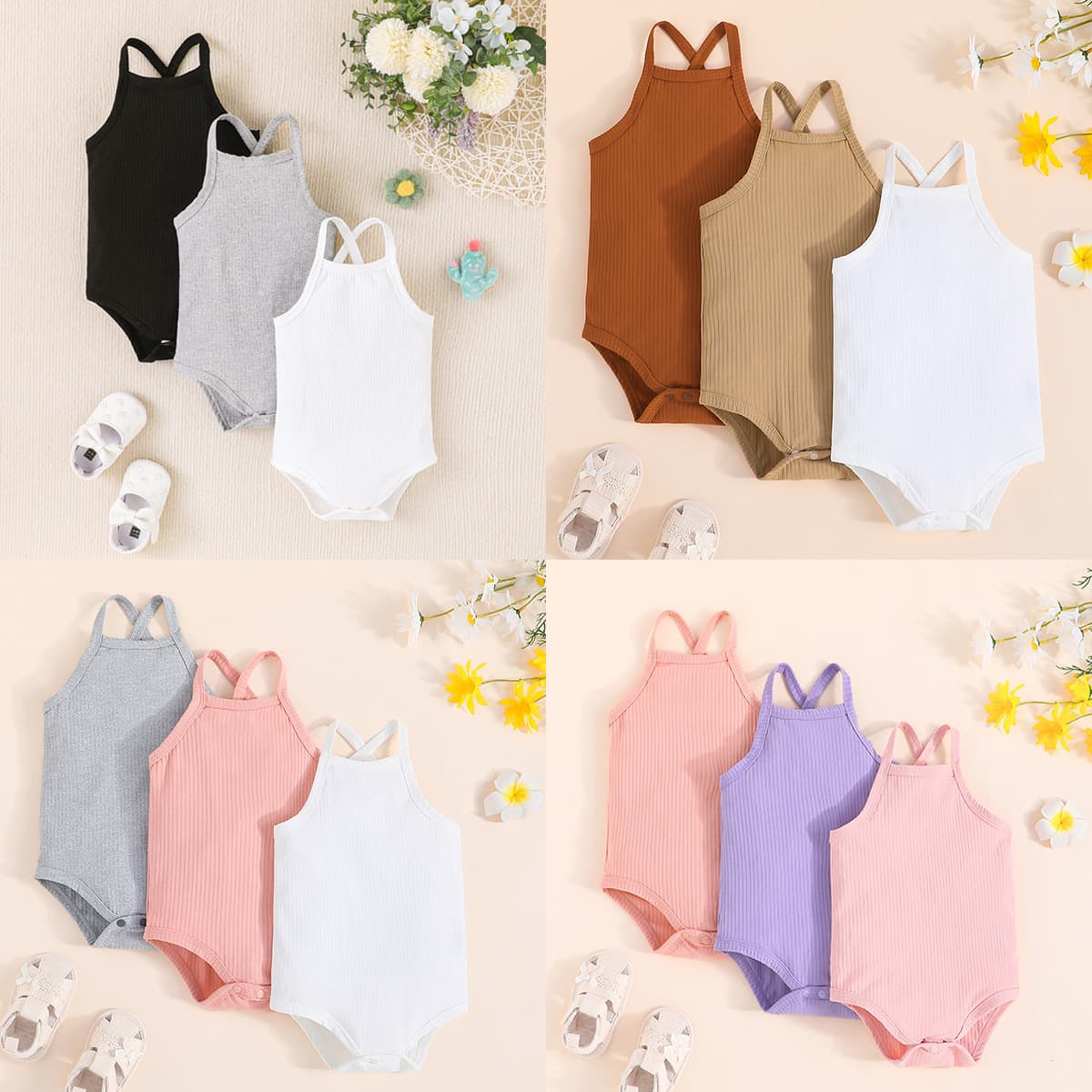 Cross-border Trendy Baby Striped Bodysuit 2025 Summer New Fashion Casual Solid Color Romper