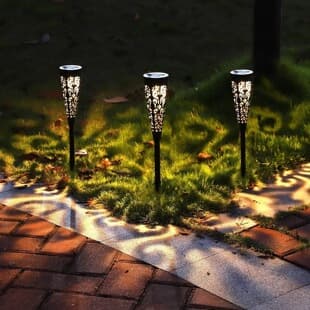 Solar Garden Ground Insert Light Hollow Cone Solar Lawn Light Outdoor Garden Palace Light