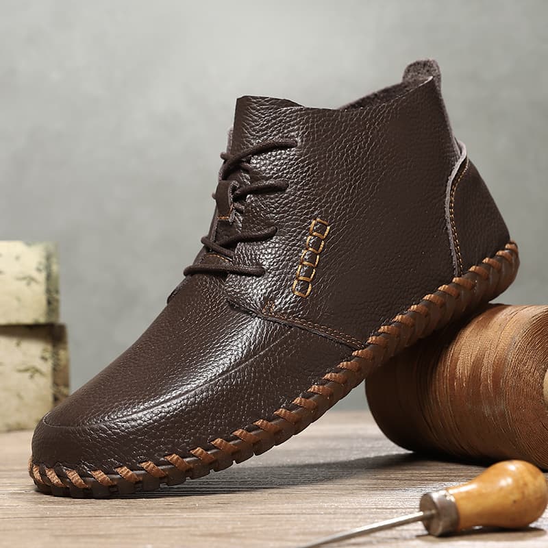 Cross-border Amazon Hot-Selling Plus Size Men's Leather Boots Fashion Handmade Genuine Leather Martin Boots Flat Casual Leather Shoes