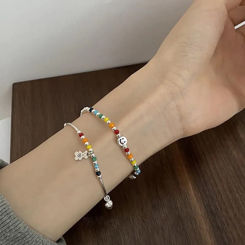 Ins is the same style of Korean niche colorful beads love series bracelet cold style trend niche adjustable hand jewelry