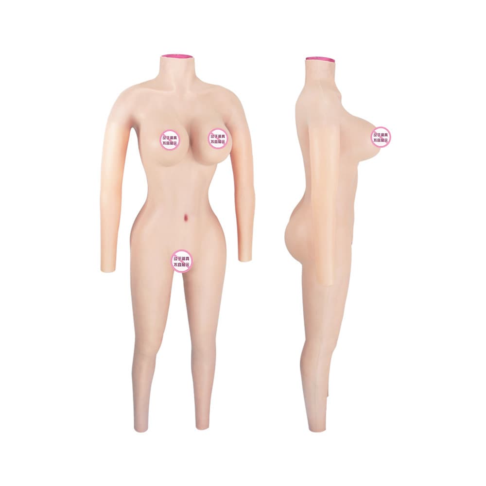 Drop Shipping Crossdresser Bodysuit with Insertable Fake Vagina, Silicone Breast Forms and Latex Chest Pads for Crossdressers