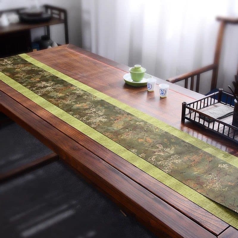 New Chinese Zen retro long double-sided tea mat table flag, dry tea ceremony mat wholesale