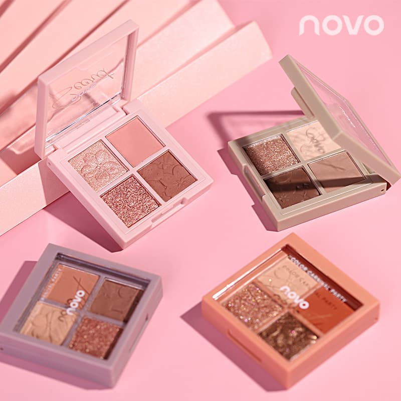 NOVO5330 four-color eye shadow female student party live broadcast Internet celebrity multi-color pearlescent earth-color eye shadow palette to brighten