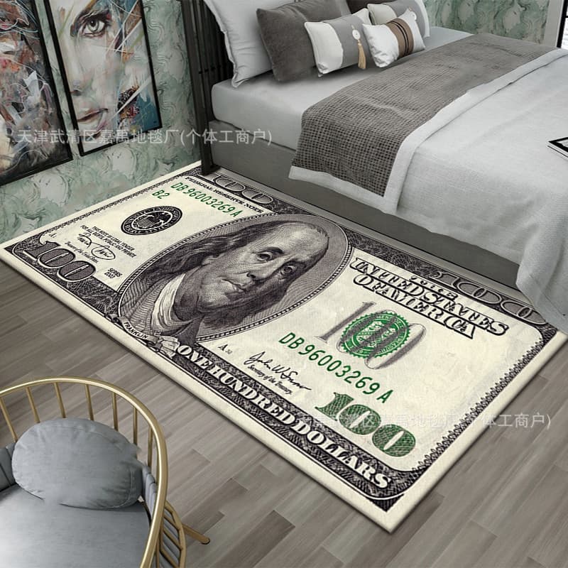 Cross-border Amazon TEMU Dollar Bedside Rug Cartoon Money Sofa Blanket Drop Shipping Wholesale Home Carpet Floor Mat