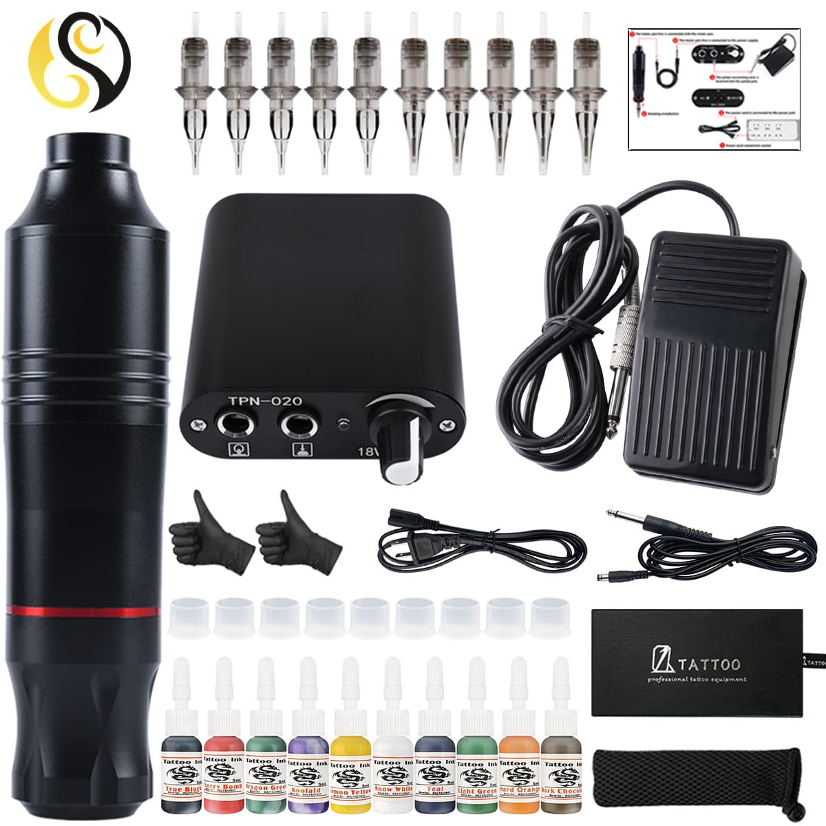 Lishen No.1 Motor Pen Set Tattoo Pen Practice Full Set Tattoo Equipment Wholesale Body Art Beauty Tools from China