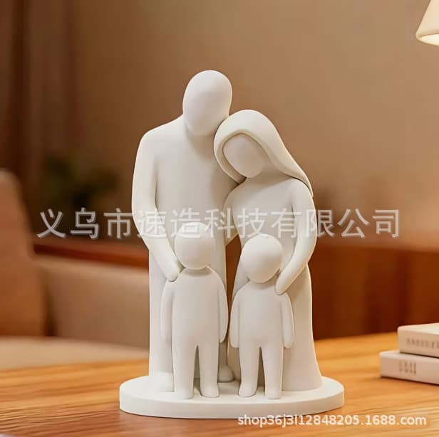 3D Printed Family Figurine Home Decor, Suitable for Study, Bedroom, Desktop, Entryway, and TV Cabinet Display