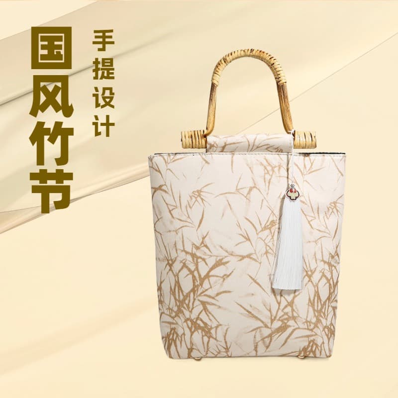 Retro tote bag bamboo women's handbag with horse face skirt Chinese style cheongsam large capacity versatile new Chinese style women's bag
