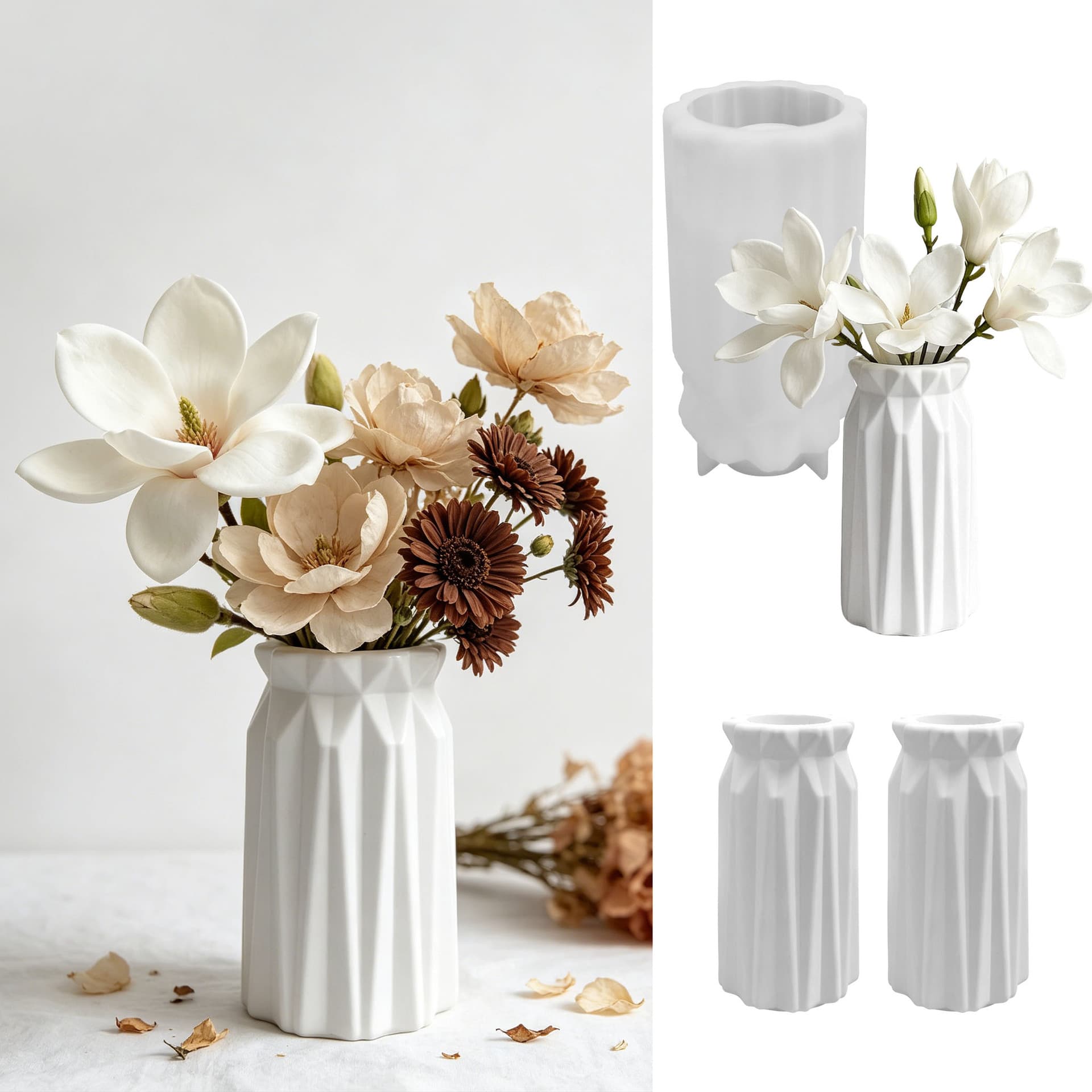 Gypsum vase flower arranger silicone mold diy crystal glue resin vase ornaments abrasives in stock