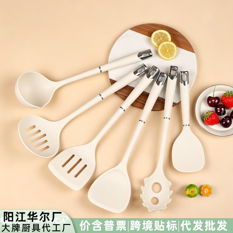 Spot silicone spatula and spoon 7-piece set non-stick silicone spatula household food grade silicone kitchenware wholesale set