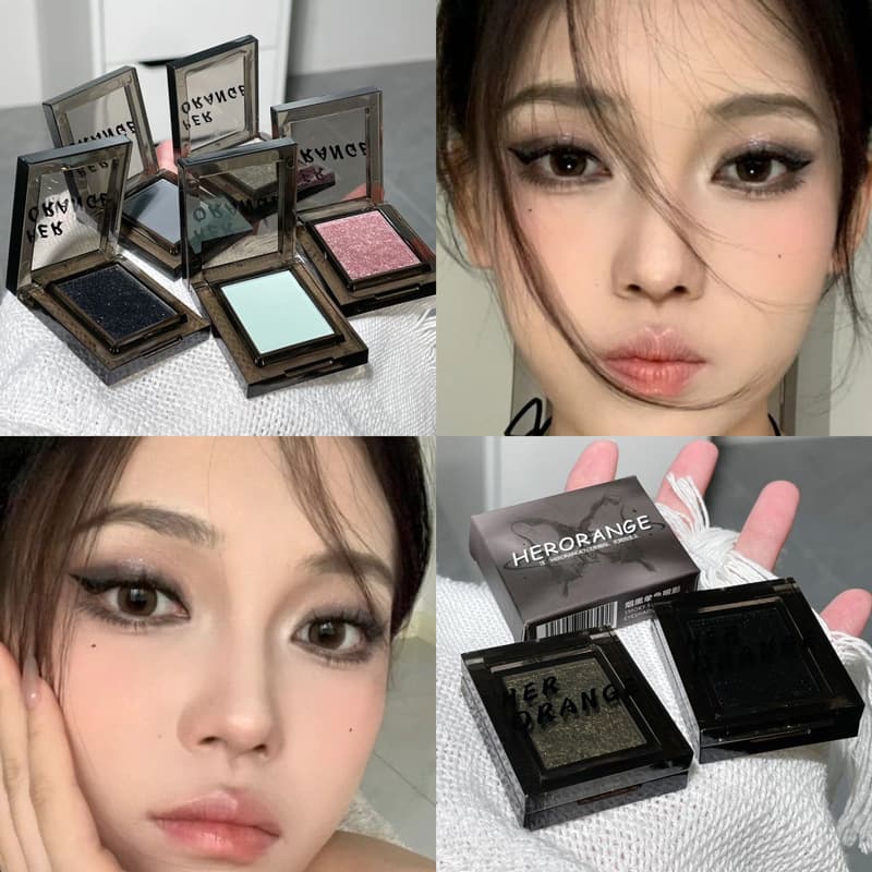 HERORANGE Smoky Sweet Cool Single-Color Eyeshadow Palette Shimmer Matte Fine Sparkle High Pigment Natural Luminizing Affordable Makeup