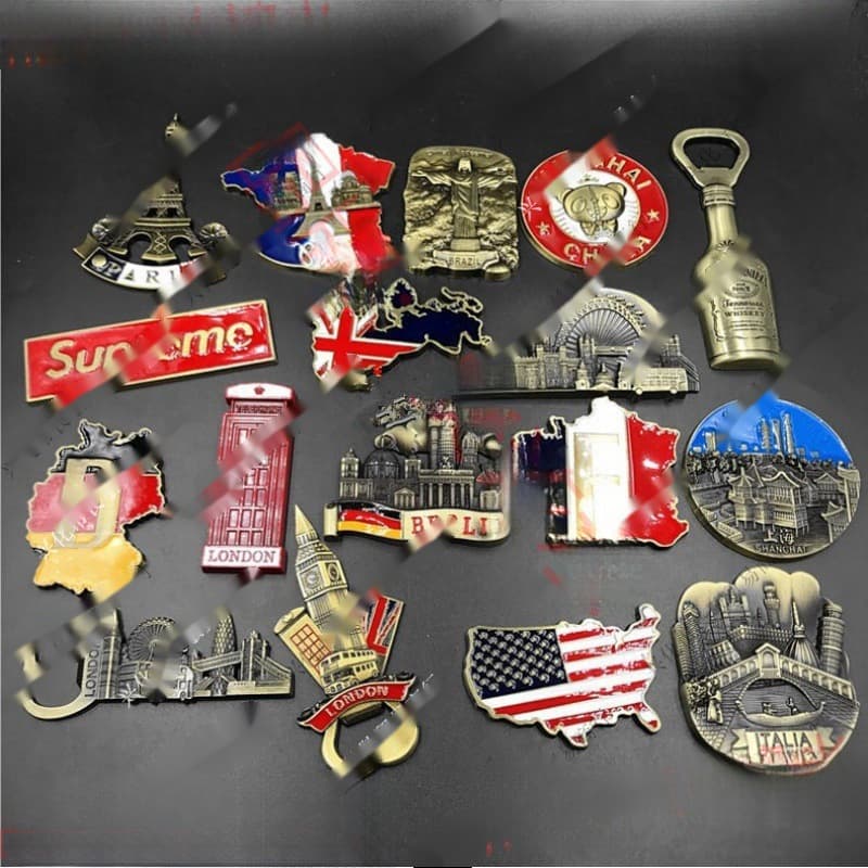 France, UK, Germany, USA, Brazil, Italy Metal Magnetic Fridge Magnet Bottle Opener Creative 3D Gift Shanghai