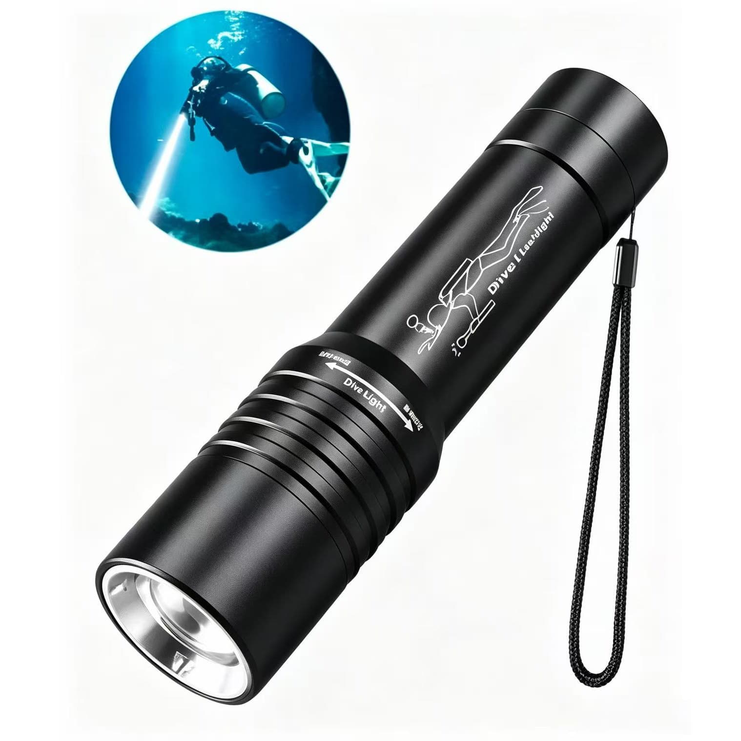 Cross-border Hot Selling Rotating Focus T6 Diving Flashlight Rechargeable Aluminum Alloy Waterproof LED High-Power Flashlight