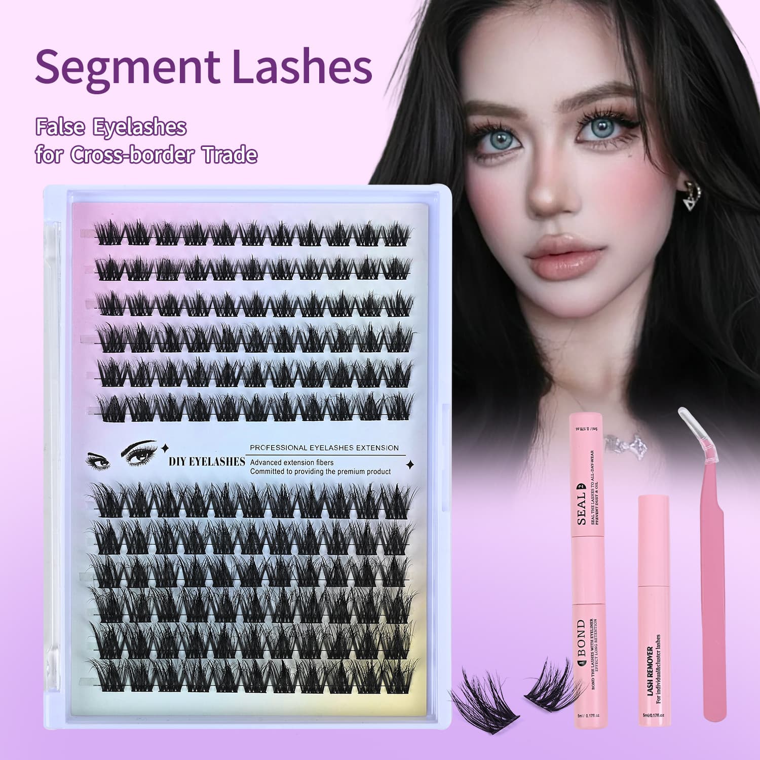 Cross-border thick European and American false eyelashes segmented eyelashes curling single cluster hair false eyelashes foreign trade wholesale manufacturer