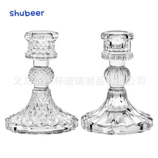 Nordic Ins Style Glass Diamond Candle Holder, Tabletop Taper Candle Stand with Low Base, Bedroom Home Decor Ornament