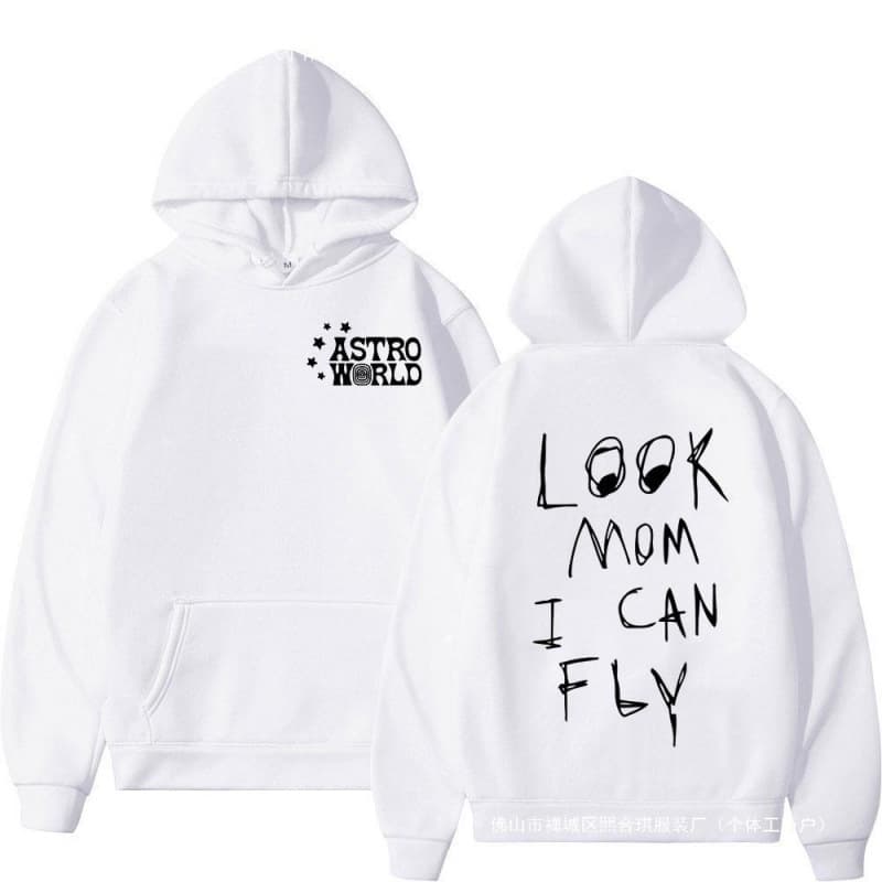 European Size Hoodie Rapper Cactus Jack LOOK MOM I CAN FLY Print Hoodie M