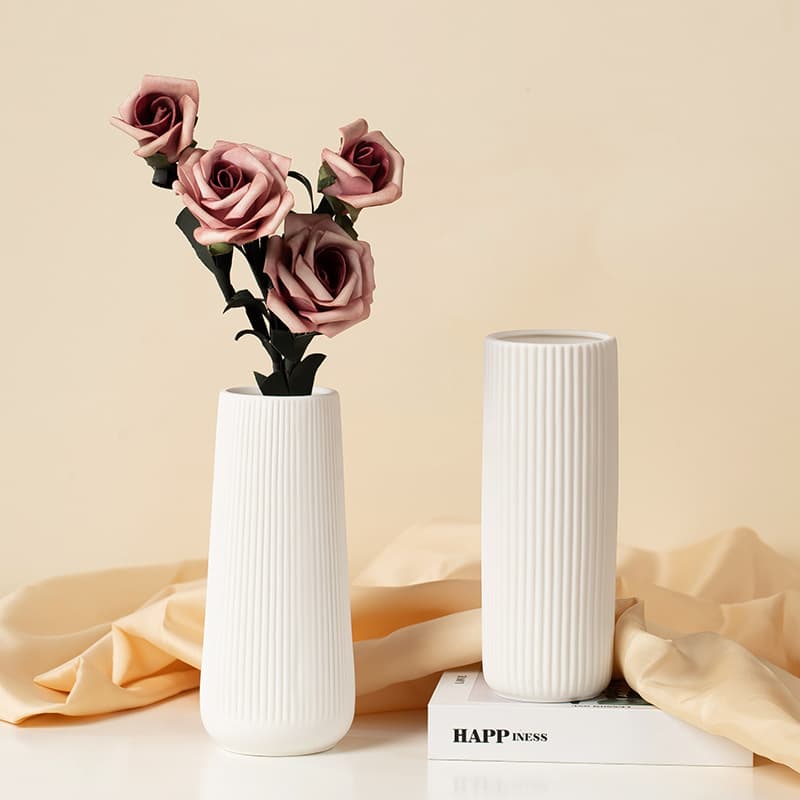 Cross-border Hot Selling Ceramic Vase Creative Home Living Room White Hydroponic Flower Vessel Nordic Dried Flower Arrangement Decorative Ornament