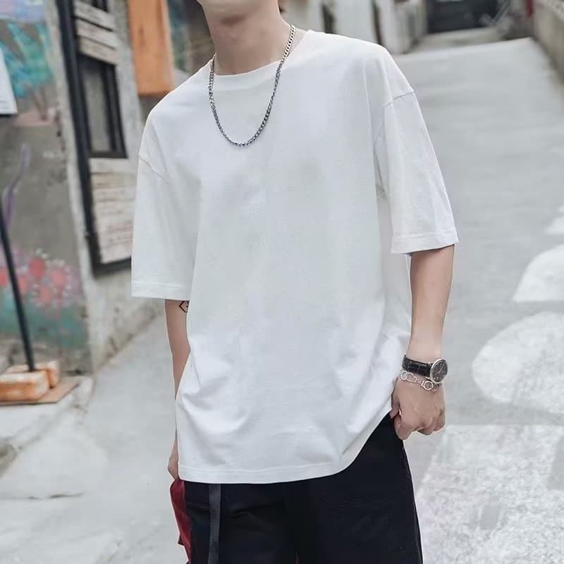 Loose Men's Short Sleeve T-shirt Round Neck Summer Fashion Brand Versatile Couples Base Shirt Youth Popular Polyester Fiber