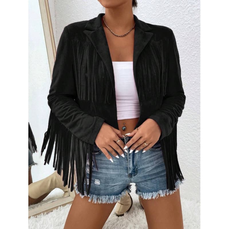 Amazon Women's Autumn/Winter New Slim Fit Fringe Long Sleeve Jacket Coat Warm Fashionable