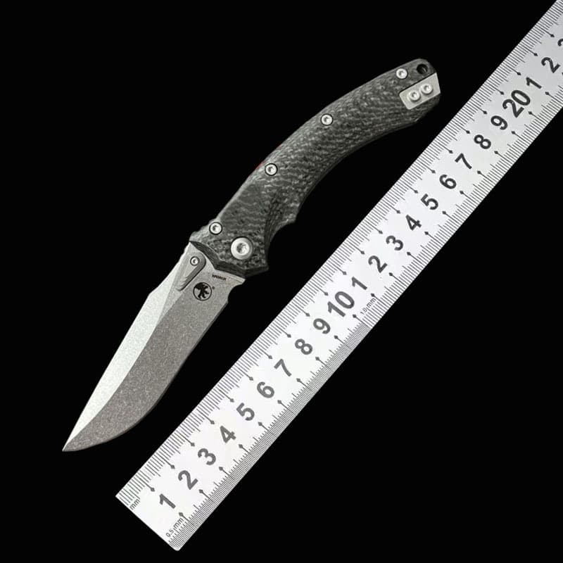 Cross-border Microtech Amphibious Folding Knife D2 Steel High Hardness Pocket Knife Carbon Fiber Handle Outdoor Tool Camping Self-Defense Knife
