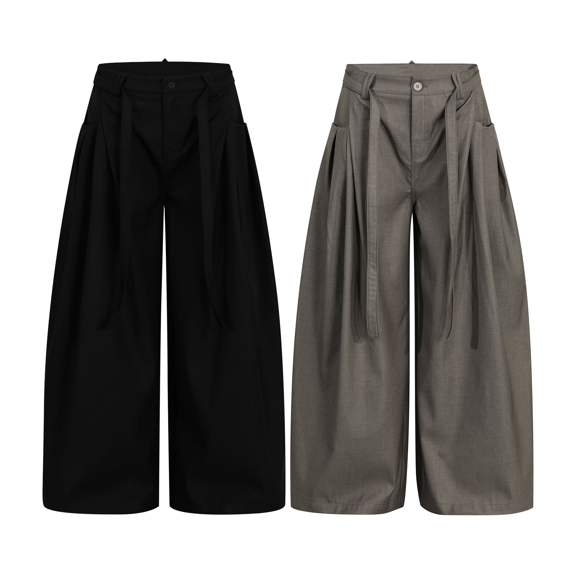 26003 American Trendy High Street Vintage Unisex Pleated Old Money Style Streetwear Design Men's Curved Blade Loose Dress Pants