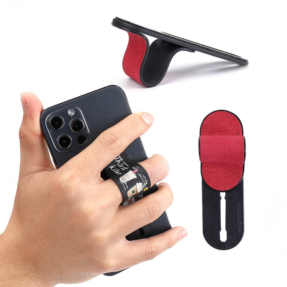 Momostick Patented Push-Pull Phone Ring Holder Stand PU Sheepskin Velvet Ring Holder Lazy Phone Stand