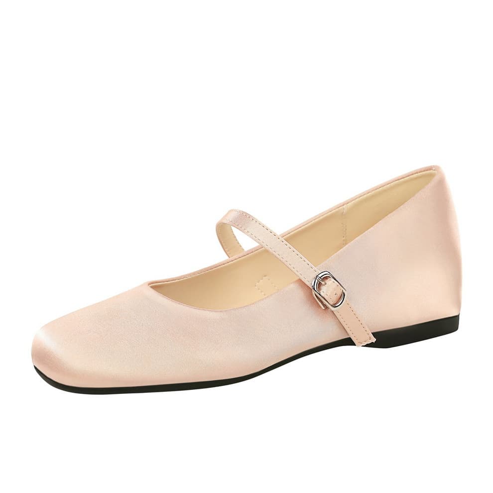 836 Mary Jane Shoes, One-Strap, Shallow Mouth, Versatile, Height-Increasing Ballet, Retro Artistic Style, Commuter Women's Shoes