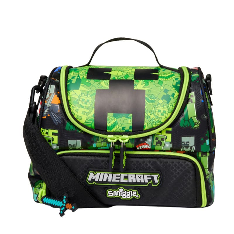 Australian Smiggle Backpack New Model for Primary and Secondary School Students Minecraft Double Shoulder Bag Water Bottle Lunch Bag