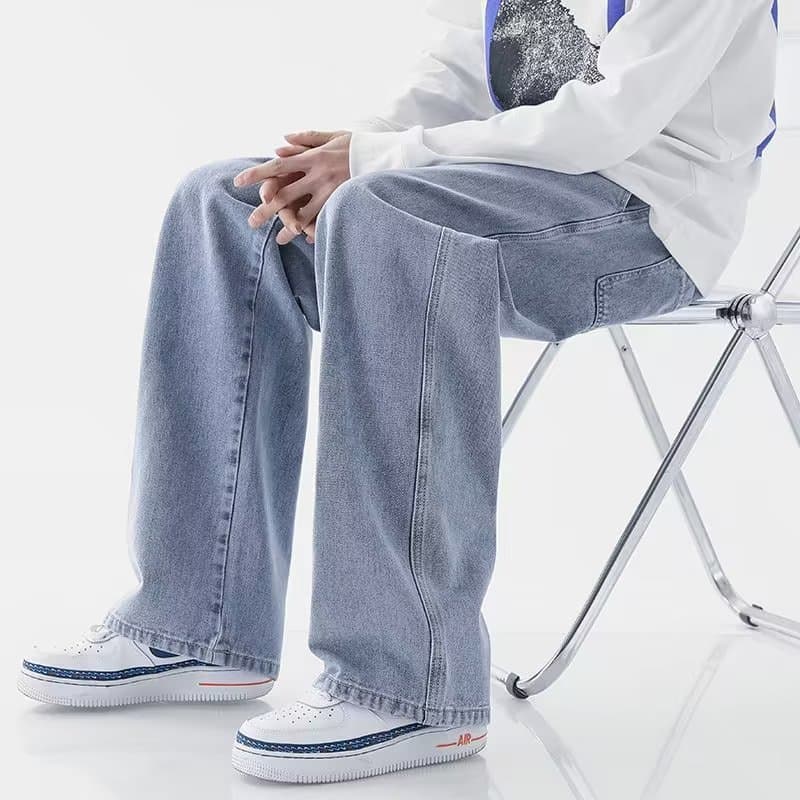 Men's Jeans Autumn Plus Size Straight Leg Pants Loose Trendy Hong Kong Style Ins Wide Leg Casual Long Pants