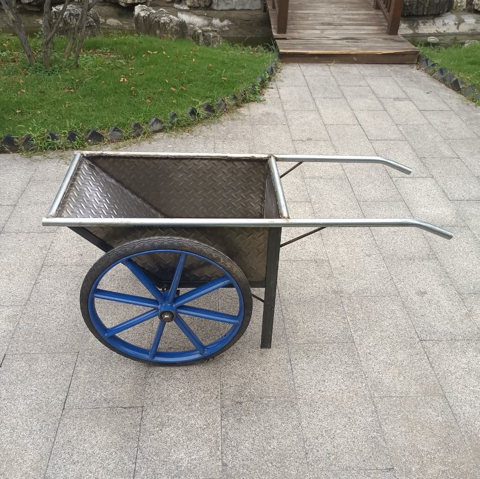 89 Bucket Cart, Small Hand-Pulled Bucket Cart with Wheels and Tipping Bucket, Construction Site Blue Hand Cart