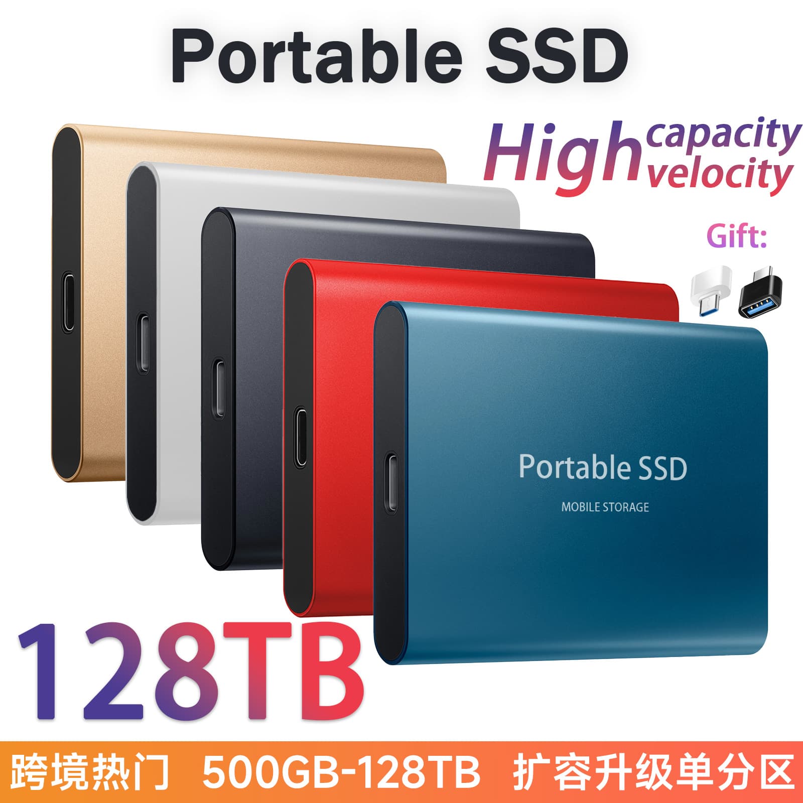 Mini 128T SSD Portable Solid State Drive 8TB 4T 2T 1T Custom Logo Available for Export and Cross-Border Upgrade