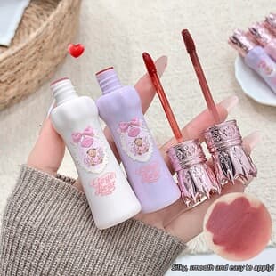 Gege bear Cute Bear Velvet Matte Lip Mud, Bright Color, Natural Look, Lip Glaze for Women, No-Makeup Makeup