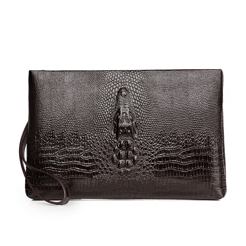 Cross-border Crocodile Grain Soft Leather Handbag for Men, Large Capacity Business Wallet, Long Clutch, Envelope Clutch