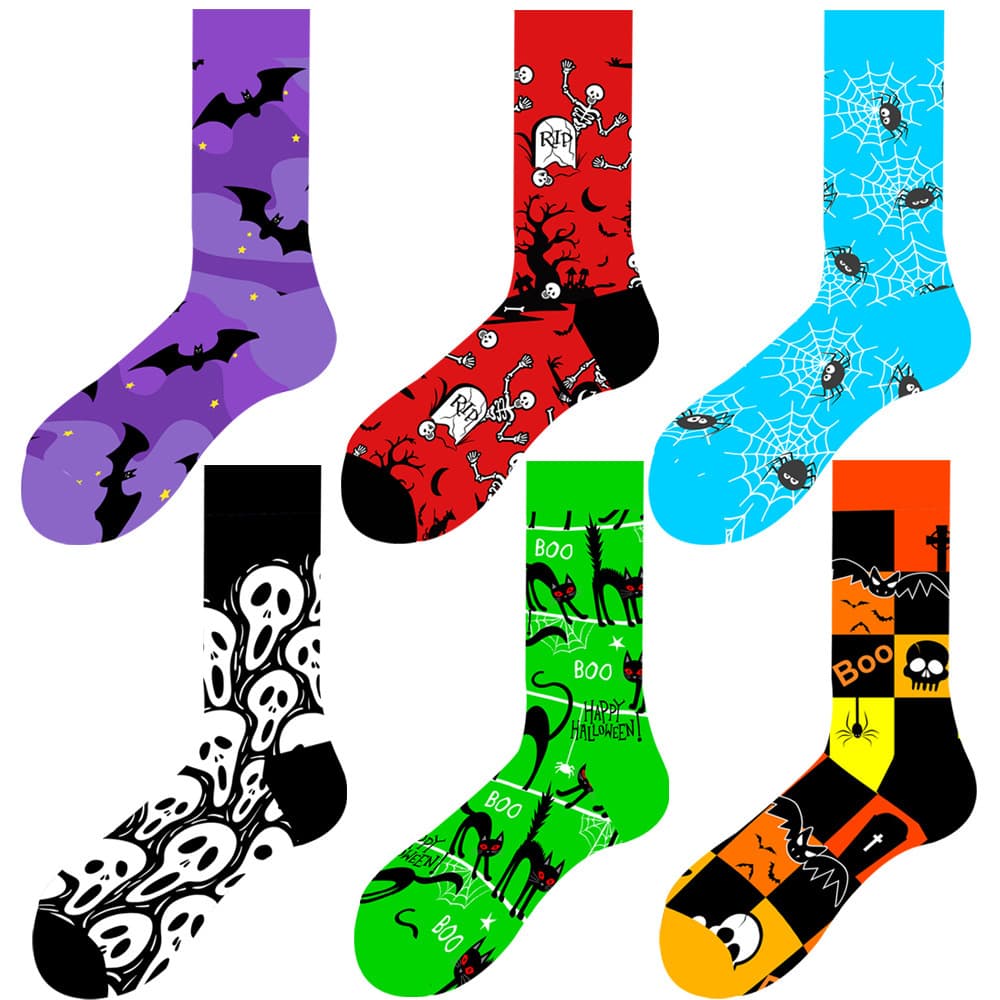 Amazon Halloween 2024 New Bat Mid-Calf Socks, Skull Women's Socks, Spider Trendy Socks, Blood Hand Men's Socks
