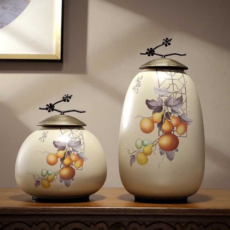 Home Decoration Ceramic Vase Three-Piece Set New Chinese Style Living Room Wine Cabinet TV Cabinet Decoration National Style Ornament