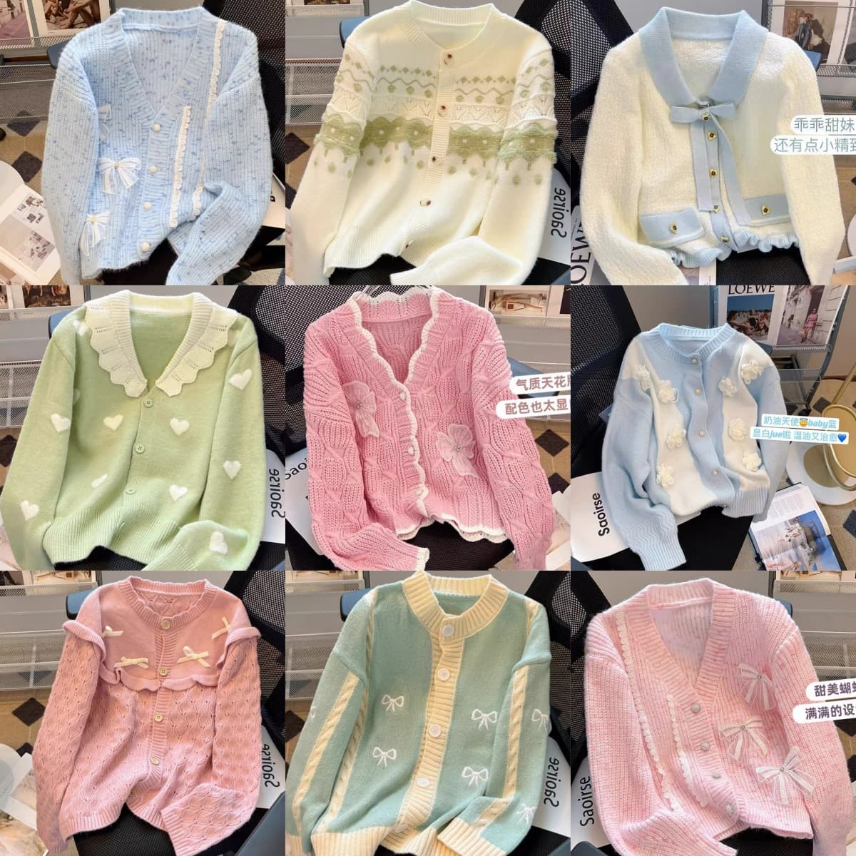 Korean Cute Style Spring Women's Cardigan Knit Jacket Small Fresh Women's Sweater Cardigan Live Stream Source