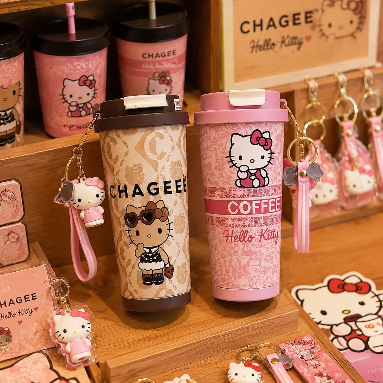 Cartoon Hello Kitty Insulated Mug 316 Stainless Steel Portable Leopard Print Coffee Cup for Women