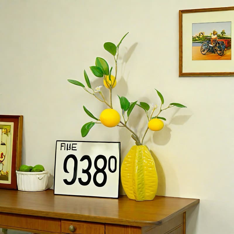 3 Heads 3 Fruits Lemon Fruit Decoration for TV Cabinet Dining Table Home Decor with Flower Ornaments Artificial Flower Vase Flowers