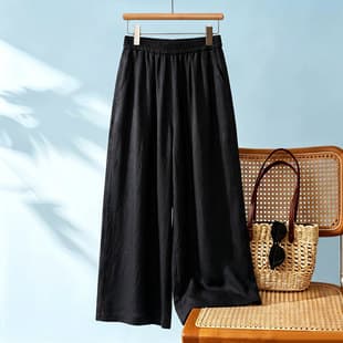 Premium Black Acetate Straight Leg Cropped Pants Women Summer Thin 2026 New Sun Protection Pants Cool Loose Fit Capri Pants
